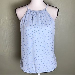 Express Blue Halter Top with Blue Hearts Size S